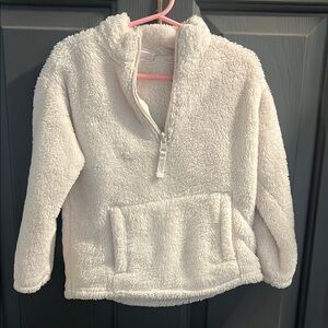 GAP White Sherpa Sweatshirt with High Collar